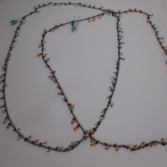 Anthropologie Enamel Flower Layer Necklace Set of - Picture 1 of 4